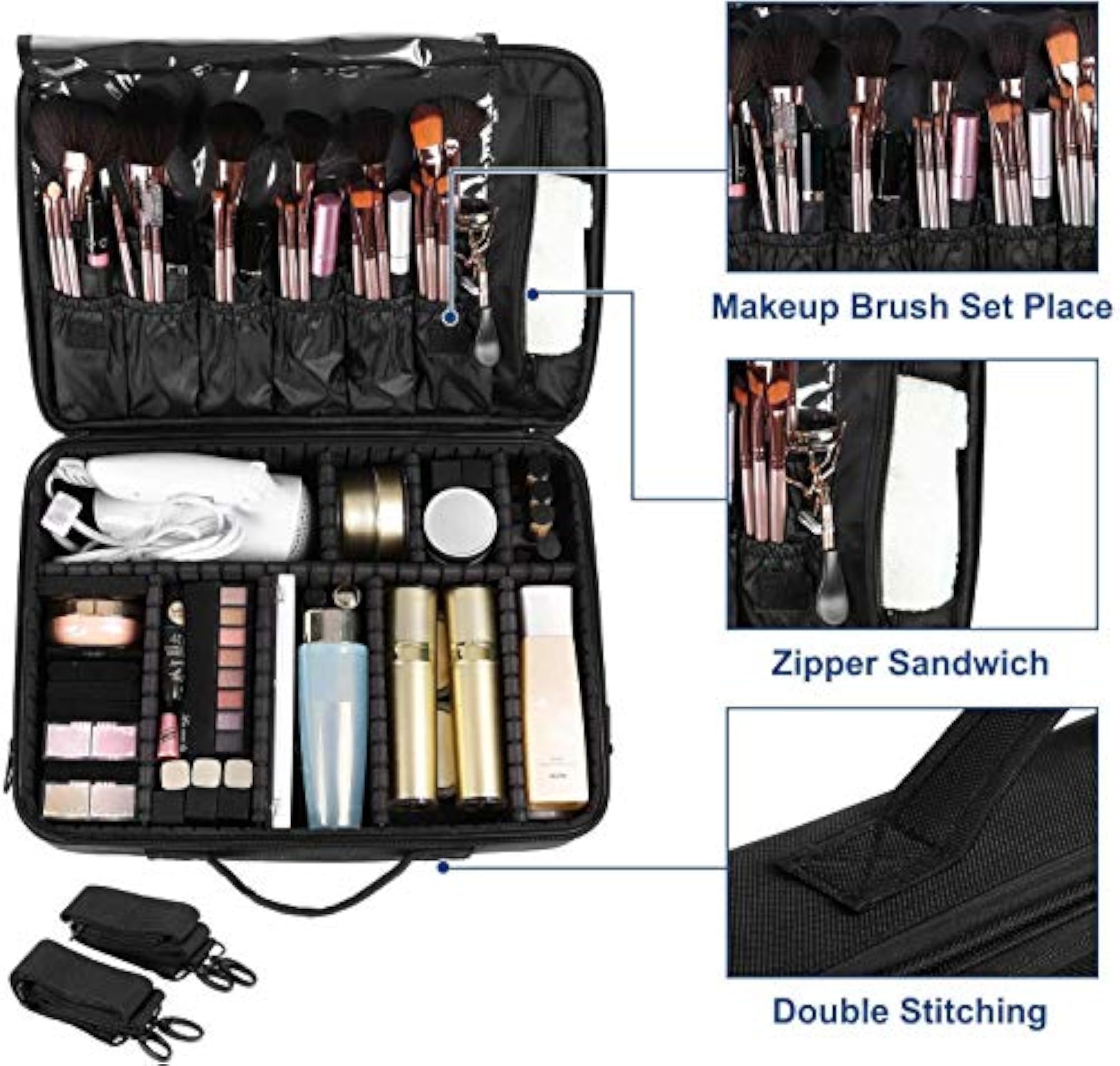Multi Functional Cosmetic Bag with Shoulder Straps